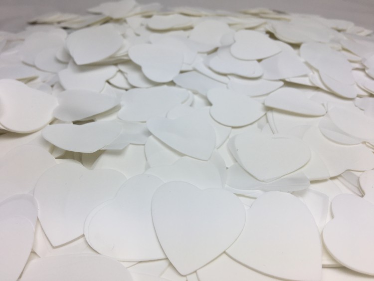 Конфетті - сердечка великі, 35 мм, білі
