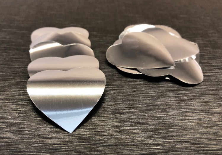 Конфетті - сердечка 35 мм, срібні