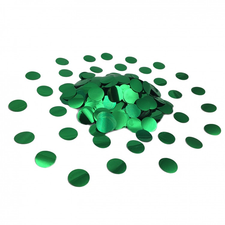 конфетти кружочки зеленый металлик
