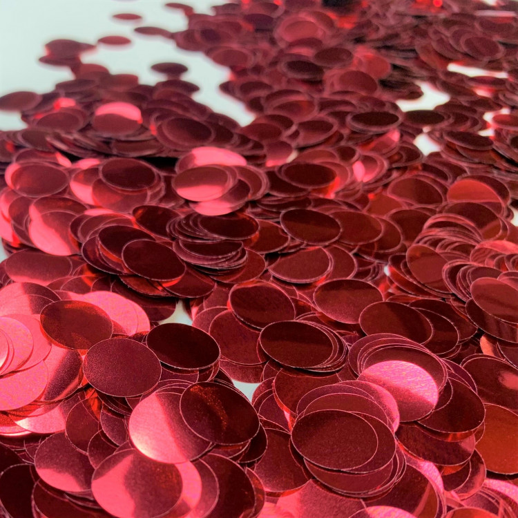 Конфетті - кружечки 12 мм, червоний металік 