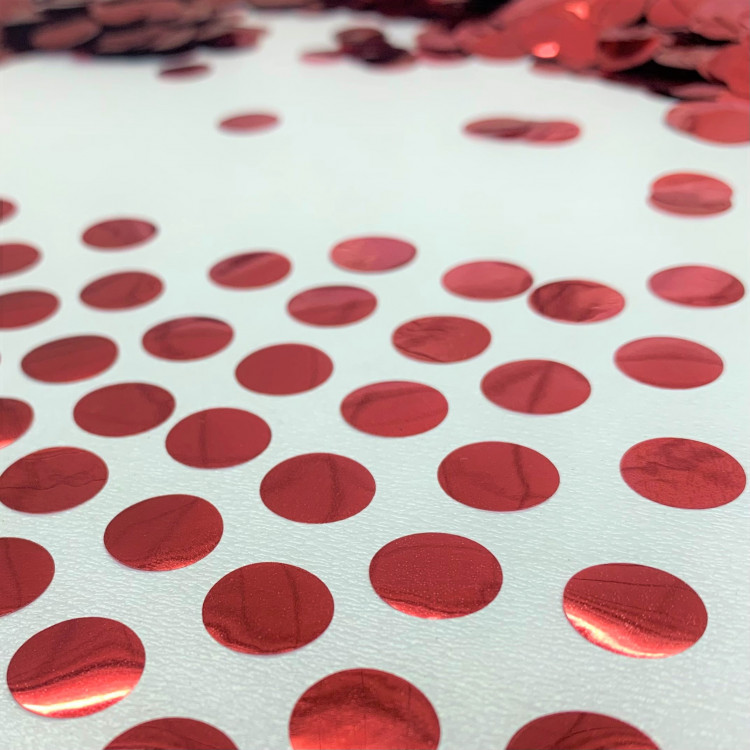 Конфетті - кружечки 12 мм, червоний металік 