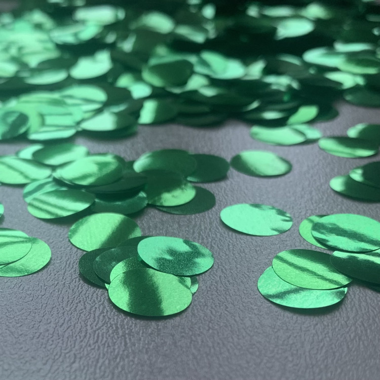 Конфетті - кружечки 12 мм, зелений металік 
